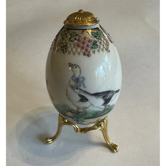 Lenox~China Treasures Collection~Goose Egg ~Brass Stand‎ ~USA Made 1996 Easter - Picture 4 of 11